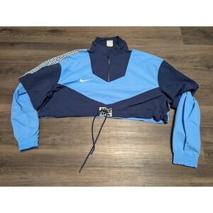 Nike Sportswear Cropped Pullover Jacket Blue Navy White Logo XS